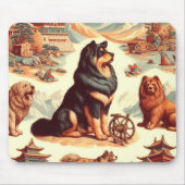 ヴィンテージチベットマスティフイラストレーション マウスパッド (正面)