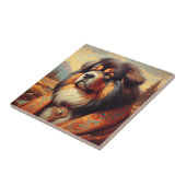 ヴィンテージチベットマスティフ絵画ドッグ タイル (側面)