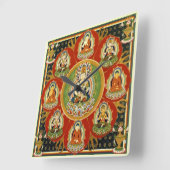 ヴィンテージチベット仏教マンダラ スクエア壁時計 (傾斜)