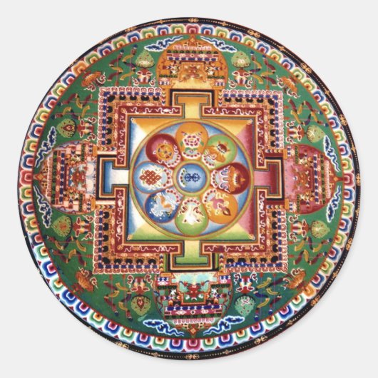 ヴィンテージチベット仏教マンダラ ラウンドシール (正面)