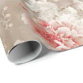 ヴィンテージチャイノアイセリーアジアフローラホワイトピンク ラッピングペーパー (ロールコーナー)