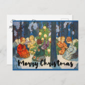 ヴィンテージチャイルズエンジェルツリークリスマスイブホリデイ ポストカード (正面/裏面)