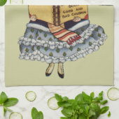 ヴィンテージチャイルドとサンタクロースの本 キッチンタオル (折り畳み)