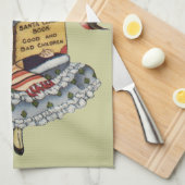 ヴィンテージチャイルドとサンタクロースの本 キッチンタオル (四つ折り)