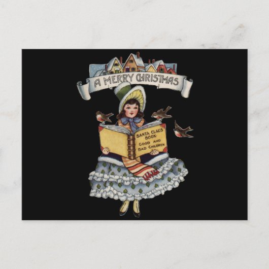 ヴィンテージチャイルドとサンタクロースの本 シーズンポストカード (正面)
