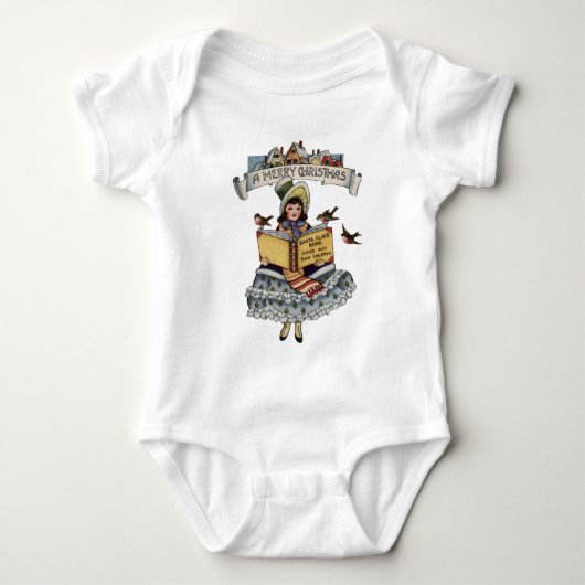 ヴィンテージチャイルドとサンタクロースの本 ベビーボディスーツ (正面)