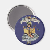 ヴィンテージチャイルドとサンタクロースの本 マグネット (正面/裏面)