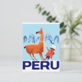 ヴィンテージチャイルドとラマ・ペルー旅行ポスター ポストカード (スタンド正面)