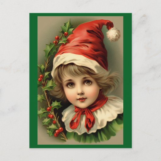 ヴィンテージチャイルドアザ小妖精や小人休日はがき シーズンポストカード (正面)
