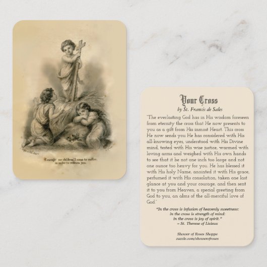 ヴィンテージチャイルドイエズクロス祈りの言葉ホリーカード 名刺 (正面/裏面)