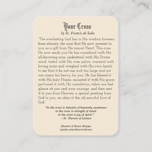 ヴィンテージチャイルドイエズクロス祈りの言葉ホリーカード 名刺 (裏面)