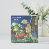 ヴィンテージチャイルドオーガニックガーデニング料理パーティー 招待状 (スタンド正面)