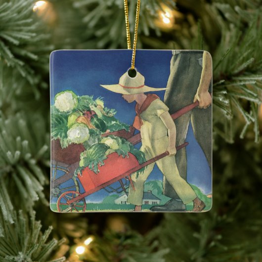 ヴィンテージチャイルドオーガニックガーデニング セラミックオーナメント (ツリー)