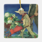 ヴィンテージチャイルドオーガニックガーデニング セラミックオーナメント (正面)