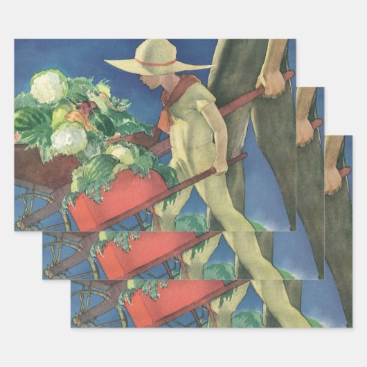 ヴィンテージチャイルドオーガニックガーデニング ラッピングペーパーシート (セット)