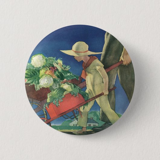 ヴィンテージチャイルドオーガニックガーデニング 缶バッジ (正面)