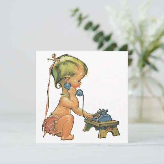 ヴィンテージチャイルドカワイガールオントイフォン招待状 招待状 (スタンド正面)