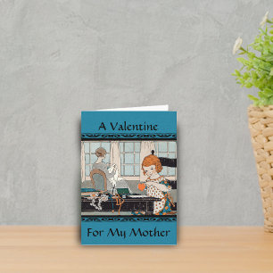 ヴィンテージチャイルドガールバレンタインフォー母 シーズンカード