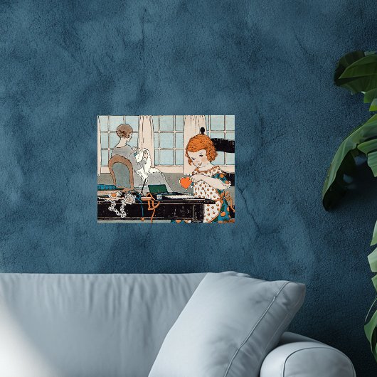 ヴィンテージチャイルドガールバレンタインフォー母 ポスター