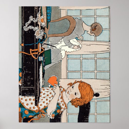 ヴィンテージチャイルドガールバレンタインフォー母 ポスター (正面)