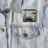 ヴィンテージチャイルドガールバレンタインフォー母 缶バッジ (インサイチュ)