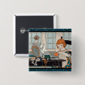 ヴィンテージチャイルドガールバレンタインフォー母 缶バッジ (正面&裏面)