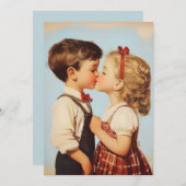 ヴィンテージチャイルドスウィートアートキス 招待状 (正面/裏面)