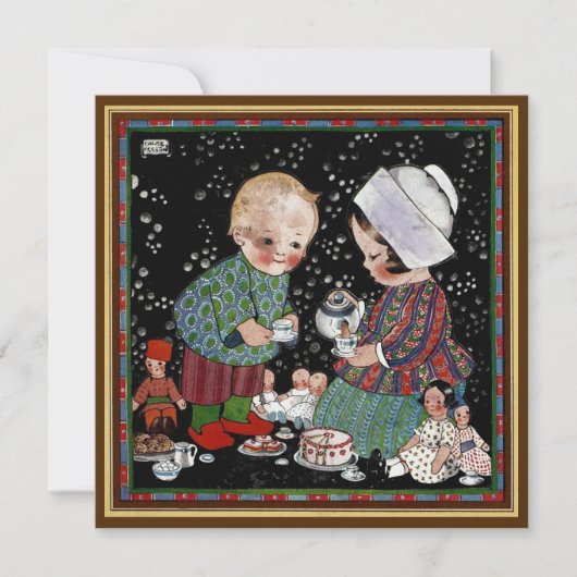 ヴィンテージチャイルドティーパーティー誕生会 招待状 (正面)