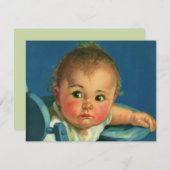 ヴィンテージチャイルドハイチェアの可愛いベビー招待状 招待状 (正面/裏面)