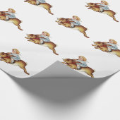 ヴィンテージチャイルドライディングバニーウサギ ラッピングペーパー (角)