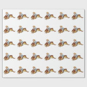 ヴィンテージチャイルドライディングバニーウサギ ラッピングペーパー (フラット)