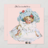 ヴィンテージチャイルドレかわいらしスバースデーパーティー 招待状 (正面/裏面)