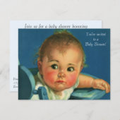 ヴィンテージチャイルド,かわいい男の子または女の子の赤ちゃんシャワー 招待状 (正面/裏面)