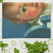 ヴィンテージチャイルド，かわいい男の赤ちゃんまたはハイチェアの女の子 キッチンタオル (折り畳み)