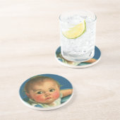 ヴィンテージチャイルド,かわいい男の赤ちゃんまたはハイチェアの女の子 コースター (側面)