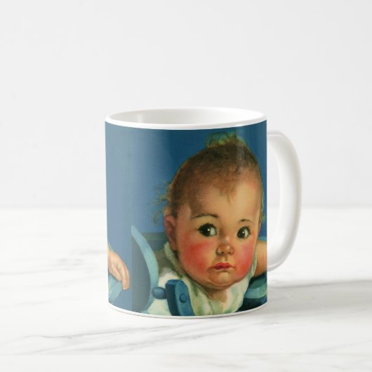 ヴィンテージチャイルド,かわいい男の赤ちゃんまたはハイチェアの女の子 コーヒーマグカップ (正面右)