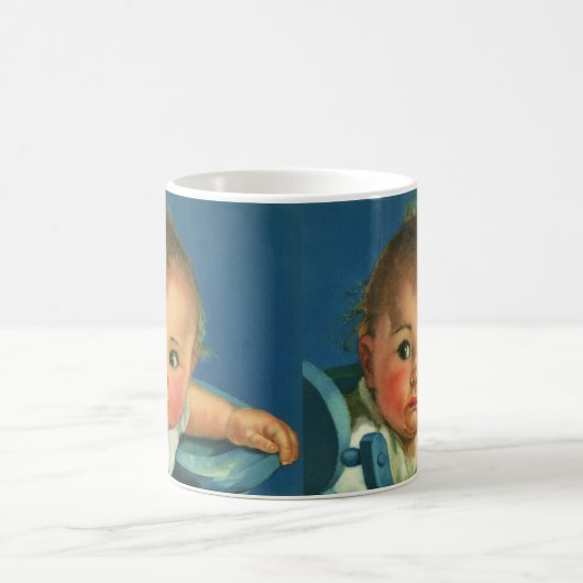 ヴィンテージチャイルド,かわいい男の赤ちゃんまたはハイチェアの女の子 コーヒーマグカップ (中央)