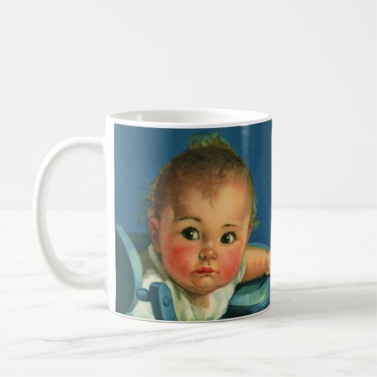 ヴィンテージチャイルド,かわいい男の赤ちゃんまたはハイチェアの女の子 コーヒーマグカップ (左)