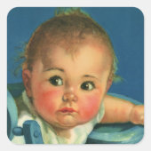 ヴィンテージチャイルド,かわいい男の赤ちゃんまたはハイチェアの女の子 スクエアシール (正面)