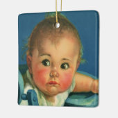 ヴィンテージチャイルド，かわいい男の赤ちゃんまたはハイチェアの女の子 セラミックオーナメント (左)