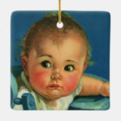ヴィンテージチャイルド，かわいい男の赤ちゃんまたはハイチェアの女の子 セラミックオーナメント (裏面)