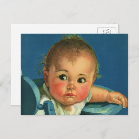 ヴィンテージチャイルド，かわいい男の赤ちゃんまたはハイチェアの女の子 ポストカード (正面/裏面)