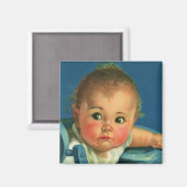 ヴィンテージチャイルド，かわいい男の赤ちゃんまたはハイチェアの女の子 マグネット (正面/裏面)