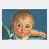 ヴィンテージチャイルド，かわいい男の赤ちゃんまたはハイチェアの女の子 ラッピングペーパーシート (正面)