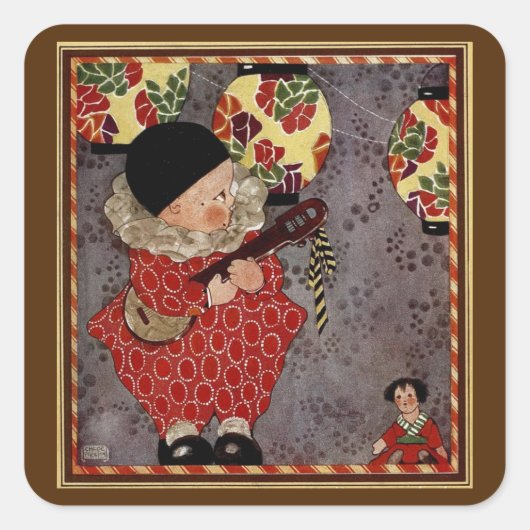 ヴィンテージチャイルド・ハーレクイン、ミュージシャン遊・バンジョー スクエアシール (正面)