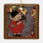 ヴィンテージチャイルド・ハーレクイン、ミュージシャン遊・バンジョー セラミックオーナメント (裏面)