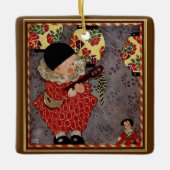 ヴィンテージチャイルド・ハーレクイン、ミュージシャン遊・バンジョー セラミックオーナメント (正面)