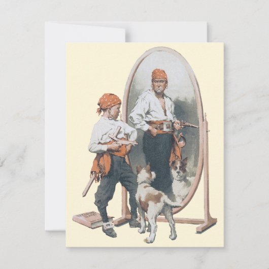 ヴィンテージチャイルド、ボーイ・パイレーツ、犬、鏡、海賊 (正面)