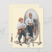 ヴィンテージチャイルド、ボーイ・パイレーツ、犬、鏡、海賊 (正面/裏面)