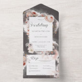 ヴィンテージチャコールブラック&ピンクフローラディナー オールインワン招待状 (内側)